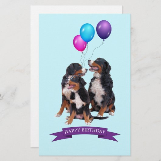 ベルネーズマウンテンドッグスハッピーバースデー 便箋 (正面/裏面)