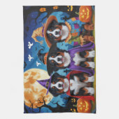 ベルネーズマウンテンドッグスパンプキンハロウィンおもしろい キッチンタオル (縦)