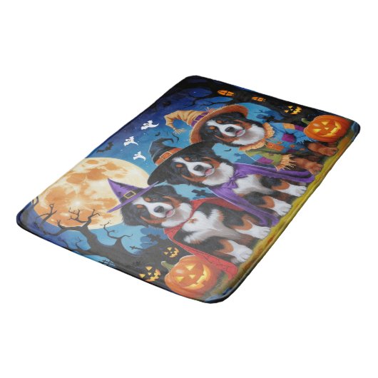 ベルネーズマウンテンドッグスパンプキンハロウィンおもしろい バスマット (アングル)