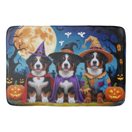 ベルネーズマウンテンドッグスパンプキンハロウィンおもしろい バスマット (正面)