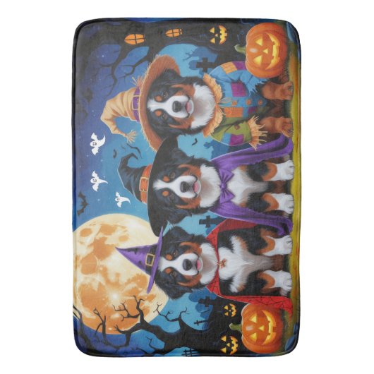 ベルネーズマウンテンドッグスパンプキンハロウィンおもしろい バスマット (正面縦)