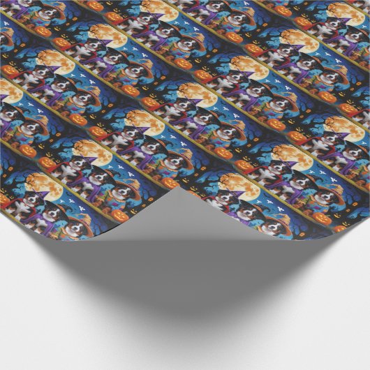 ベルネーズマウンテンドッグスパンプキンハロウィンおもしろい ラッピングペーパー (角)