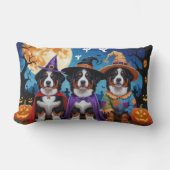 ベルネーズマウンテンドッグスパンプキンハロウィンおもしろい ランバークッション (正面)