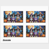 ベルネーズマウンテンドッグスパンプキンハロウィンおもしろい 長方形シール (シート)