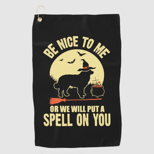 ベルネーズマウンテンドッグスペルオンユーのハロウィンコスム ゴルフタオル (正面)