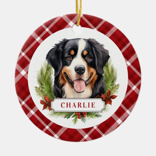 ベルネーズマウンテンドッグセラミックスサークルオーナメント セラミックオーナメント (正面)