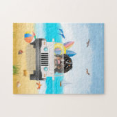 ベルネーズマウンテンドッグドライビングオンビーチ ジグソーパズル (横)