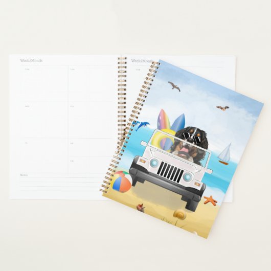 ベルネーズマウンテンドッグドライビングオンビーチ プランナー手帳 (ディスプレー)