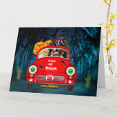 ベルネーズマウンテンドッグドライビングカーホラーハロウィーン カード (黄色い花)