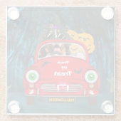 ベルネーズマウンテンドッグドライビングカーホラーハロウィーン ガラスコースター (裏面)