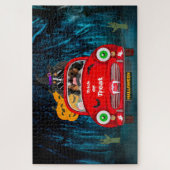 ベルネーズマウンテンドッグドライビングカーホラーハロウィーン ジグソーパズル (縦)