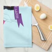 ベルネーズマウンテンドッグハッピーバースデー キッチンタオル (四つ折り)