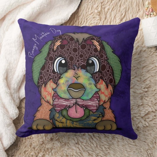 ベルネーズマウンテンドッグハンド絵を描装飾用クッション クッション (ブランケット)