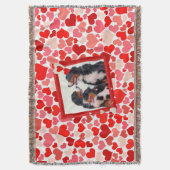 ベルネーズマウンテンドッグハートブランケット スローブランケット (正面縦)