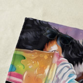 ベルネーズマウンテンドッグパピーズ飲むミルクシェイク ビーチタオル (インサイチュ)