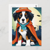 ベルネーズマウンテンドッグパピーハロウィーン ポストカード (正面/裏面)