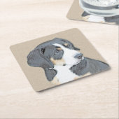 ベルネーズマウンテンドッグパピー絵画ズ – オリジナルアート スクエアペーパーコースター (アングル)