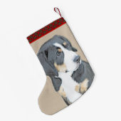 ベルネーズマウンテンドッグパピー絵画ズ – オリジナルアート スモールクリスマスストッキング (裏面 (吊り時))