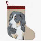 ベルネーズマウンテンドッグパピー絵画ズ – オリジナルアート スモールクリスマスストッキング (正面)