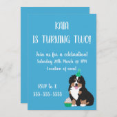 ベルネーズマウンテンドッグパピー誕生日 招待状 (正面/裏面)