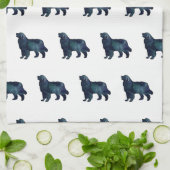 ベルネーズマウンテンドッグブラックウォーターカラー キッチンタオル (折り畳み)