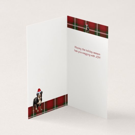 ベルネーズマウンテンドッグホリデープレイドクリスマスカード (内部)