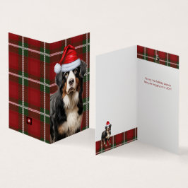 ベルネーズマウンテンドッグホリデープレイドクリスマスカード