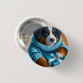 ベルネーズマウンテンドッグホリデープレゼント 缶バッジ (正面&裏面)