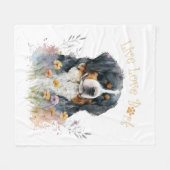 ベルネーズマウンテンドッグママフローラ フリースブランケット (正面(横))