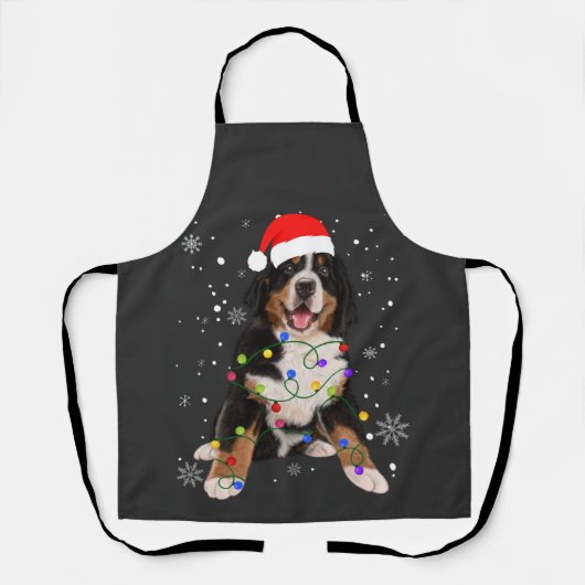 ベルネーズマウンテンドッグライトクリスマスマッチングファム エプロン (正面)