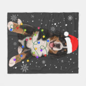 ベルネーズマウンテンドッグライトクリスマスマッチングファム フリースブランケット (正面(横))