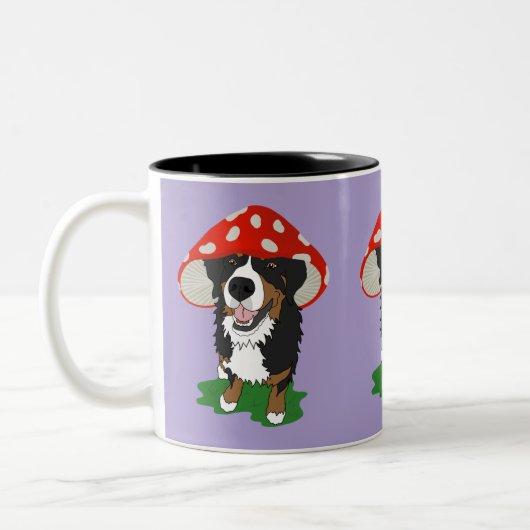 ベルネーズマウンテンドッグレッドマッシュルームキャップ ツートーンマグカップ (左)