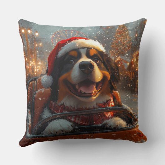 ベルネーズマウンテンドッグローラーコースタークリスマス クッション (裏面)