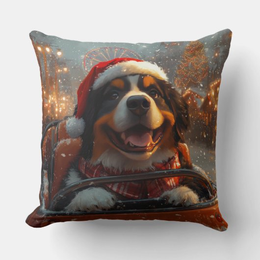 ベルネーズマウンテンドッグローラーコースタークリスマス クッション (正面)