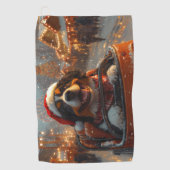 ベルネーズマウンテンドッグローラーコースタークリスマス ゴルフタオル (正面)