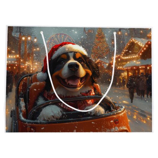 ベルネーズマウンテンドッグローラーコースタークリスマス ラージペーパーバッグ (裏面)