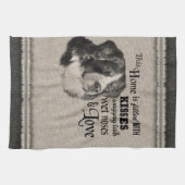 ベルネーズマウンテンドッグヴィンテージポートレートかわいい引用文 キッチンタオル (横)