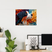 ベルネーズマウンテンドッグ紙クイリングアートポートレート ポスター (ホームオフィス)