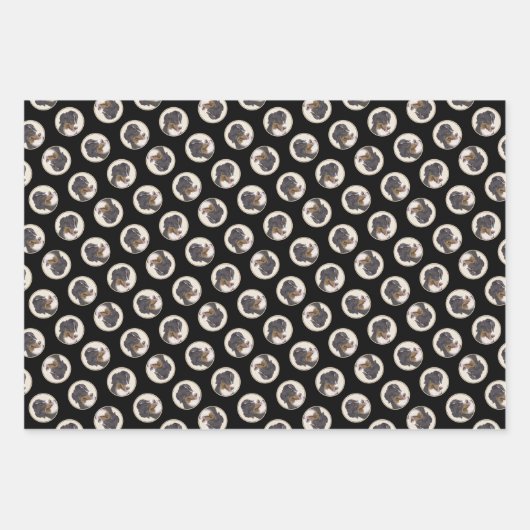 ベルネーズマウンテンドッグ絵を描ベルナーのかわいいペットアート ラッピングペーパーシート (正面3)