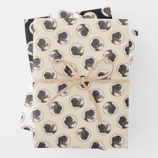 ベルネーズマウンテンドッグ絵を描ベルナーのかわいいペットアート ラッピングペーパーシート (インサイチュ)