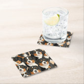 ベルネーズマウンテンドッグ装飾シームレスパターン スクエアペーパーコースター (インサイチュ)