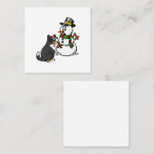 ベルネーズマウンテンドッグ雪だるまクリスマス スクエア名刺 (正面/裏面)