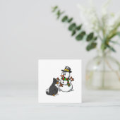 ベルネーズマウンテンドッグ雪だるまクリスマス スクエア名刺 (スタンド正面)