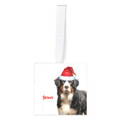 ベルネーズマウンテンドッグ2フォトクリスマスホリデー キューブオーナメント (正面)