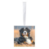 ベルネーズマウンテンドッグ2フォトクリスマスホリデー キューブオーナメント (右)