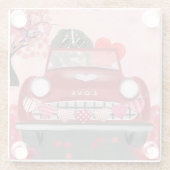 ベルネーズマウンテンドライビングカーとハートバレンタイン ガラスコースター (裏面)