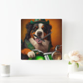 ベルネーズマウンテンドライビングバイクセントパトリックの日 スクエア壁時計 (ホーム)