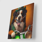 ベルネーズマウンテンドライビングバイクセントパトリックの日 スクエア壁時計 (傾斜)