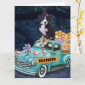 ベルネーズマウンテンハロウィーントラック怖い夜 カード (黄色い花)