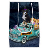 ベルネーズマウンテンハロウィーントラック怖い夜 ミディアムペーパーバッグ (裏面)